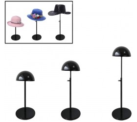 3 Pack Black Adjustable Height Hat Stand Organizer Metal Dome Shape Design Tabletop Wig Display Rack - B0W2OQEA5