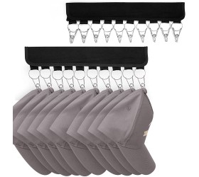 CHIVOLONA Hat Organizer Holder Cap Holder with 10 Holder Clips for Room Closet Hat Organizer to Hang Baseball Hats Ball Caps Winter Beanie & Accessories Fits All Size Hangers 2 Pack - BZW4JGDWX
