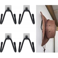 Cowboy Hat Rack Hat Holder Hat Organizer Hat Hanger Hat Wall Mount Adhesive Metal Hooks Easy to install 4 Pack No Hat - BTLEA1GI8