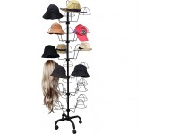 FixtureDisplays 6-Tier 30 Hat Rotating Hat Display Rack Free Standing Headwear Wig Rack Metal Floor Rack for Caps Wigs & Hats 22X22X66" 18164-BLACK - BCXPMPGGD
