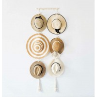 Hat Organizer | Hat Wall Hanging | Boho Hats Decor | Hat Rack for Display | Hat Hanger for Wall Storage | Bohemian Cap Holder | Womens Hat Hangers | Wide Brim and Fedora Hats Display - BYI9679YJ