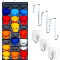 Hat Rack for Wall Or Door Hat Organizer for Hat Storage & Ballcap Display with 24 Clear Deep Pockets Hat Racks for Baseball Golf And Sports Caps Storage Complete with Door & Wall Hook - B62K9XU75