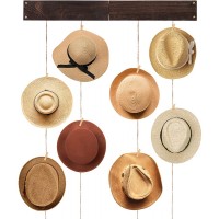 Large 33” × 3.7” Wooden Hat Organizer with 32 Clips- Stable Hanging Wood Hat Rack Wooden Hat Hangers Hat Wall Hanging Holder Women Hat Display Rack for Fedora Baseball Hat Wide Brim Caps Wall Storage - BLN2ZMU76