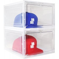 Modern JP Hat Organizer for Baseball Caps 2-Pack Transparent Hat Display Premium Hat Storage Box Quick Assembly Hat Rack Design with Easy Access Magnet Door Clear - BJWJDI6QR