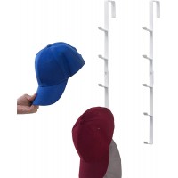 Modern White Metal Over-The-Door Hat Storage Rack Display Hanger with 5 Hooks Set of 2 - BKYVYAAFV