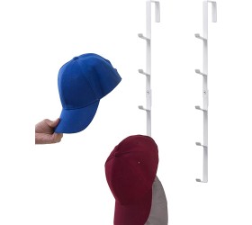 Modern White Metal Over-The-Door Hat Storage Rack Display Hanger with 5 Hooks Set of 2 - BKYVYAAFV