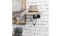 MyGift Rustic Brown Wood Hat Rack for Wall Hanging Cap and Wig Holder with Industrial Metal Wall Mounted Bracket - BHW0L6Y1L