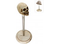 Owlgift Antique Style Skull Style Stainless Steel & Rustic White Wood Tabletop Hat Rack Wig Storage Holder Display Stand Rustic White - B4CXXMHLC