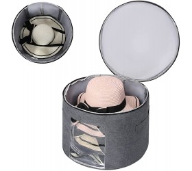 RLRICH Hat Storage Box for Women and Men Foldable Round Hat Organizer Large Family Travel Storage Case Grey - B8XIRLTEX
