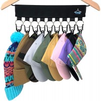 The Original PackHat USA XL Cap Organizer Hanger 9 Baseball Cap Holder Hat Organizer for Closet 9 XL Rubberized Stainless Steel Clips Change Your Clothing Hanger to a Hat Hanger Hat Rack - BH035IH12