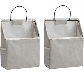 2 Pack Wall Hanging Storage Bag with Sticky Hook,Closet Hanging Storage for Pocket,Bathroom Dormitory Organizer Bag,Linen Cotton Organizer Box Containers for Bedroom Grey - BIP57JMMC