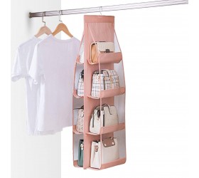 8 Pockets Hanging Purse Handbag Organizer Clear Hanging Shelf Bag Collection Storage - B3T4TS07Q