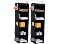 BrilliantJo 2 Pack Hanging Closet Organizer 5 Shelves Hanging Storage with 6 Side Pockets for Clothes Shoes 43"x12"x12"Black - BGNUKXTU7
