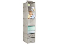 mDesign Fabric Over Closet Rod Hanging Storage Organizer with 7 Open Cube Shelves and 3 Removable Drawers for Bedroom Nursery Closet Holds Clothes Diapers Spira Collection -Taupe Natural - B623CGAZF