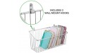 mDesign Portable Metal Farmhouse Wall Decor Angled Storage Organizer Basket Bin for Hanging in Entryway Mudroom Bedroom Bathroom Laundry Room Wall Mount Hooks Included Large Chrome - B3CP8B3WR