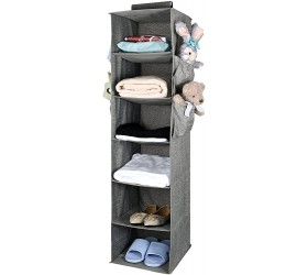 Megier Hanging Closet Organizer 6-Shelf Clothes Hanging Storage Collapsible Storage Shelves with 4 Widen Pockets for Clothes and Shoes Accessories Grey - BNA89HWXX