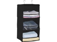 Simple Houseware 3 Shelves Hanging Closet Organizer with Front Stopper Black - B8ZSL0G3Y