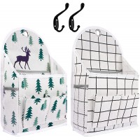 Wall Hanging Storage Bag 2Pcs Over The Door Closet Storage Organizer Hanging Pocket Linen Cotton Pouch Box Wall Storage Desktop Container for Bedroom Bathroom Kitchen - B7P67CYFO