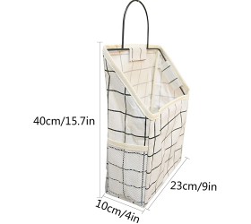 Wall Hanging Storage Bag Waterproof Over The Door Closet Organizer Hanging Pocket Linen Cotton Organizer Box Containers for Bedroom Bathroom White - BF27TBR9M