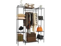 4 Tiers Wire Garment Rack Heavy Duty Clothes Rack Metal Freestanding Closet for Bedroom Cloakroom Clothing store Laundry room Walk-in closet and more 63"L x 15.7"W x 78.7"H Black - B0M9TU49P