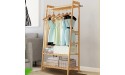 Bamboo Clothing Rack With 3-Tier Shelves And Hanging Bar Anti-falling Design Garment Closet With 2 Hooks For Cloth Coat Shoe Storage Organizer Shelf Use In Entry Ways Bedroom Living Room Apartment - BRQ7O110X