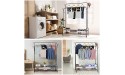 Clothing Rack with Shelves Freestanding Garment Rack Clothing Rack on Wheels for Indoor Bedroom Hanging Clothes Hats and Shoes Black - BUSKFOW35