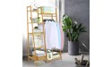 COOGOU Bamboo Wood Garment Rack Clothing Rack with 5 Tiers Storage Shelf Corner Clothes Hanging Rack for Coat Jacket Trouser Shoe Coat Plant in Home Laundry Commercial Office Ladder Design - BVWR5QE1N