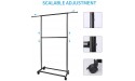 Fishat Standard Double Rod Rolling Clothing Garment Rack for Hanging Clothes,Clothes Organizer with Lockable Wheels Black - B9JKRKELU