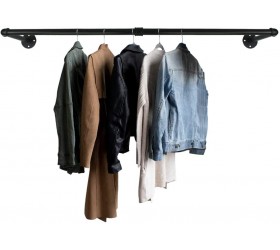 GeilSpace Industrial Pipe Clothes Hanging Bar Wall-Mounted Clothes Rack Garment Rack Space-Saving Holds up to 50lb Easy Assembly Black 48 Inch - BPB111UYI