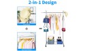 HOUSE AGAIN Adjustable 2-in-1 Heavy Duty Garment Rack & Coat Rack Rolling Clothes Rack with Lockable Wheels Strong Clothing Rack for Hanging Clothes Commercial Grade Freestanding Chrome - BJOLZI0E6