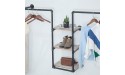 Industrial Pipe Clothing Rack Rustic Garment Hanging Bar Retail Display Shelf with 3 Tiers Wood Boutique Multi-Purpose Storage Rack Black 110'' L - BZYWY5PWH