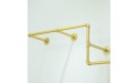 Industrial Pipe Clothing Rack Wall Mounted Garment Hanging Bar Iron Commercial Clothes Hanger Cloth Display Rack for Retail Boutiques 86.6in Gold - BCS1XOX21
