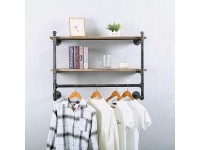 Industrial Pipe Clothing Rack Wall Mounted with Real Wood Shelf,Pipe Shelving Floating Shelves Wall Shelf,Rustic Retail Garment Rack Display Rack Cloths Rack,36in Steam punk Commercial Clothes Racks - BDXR64VWC