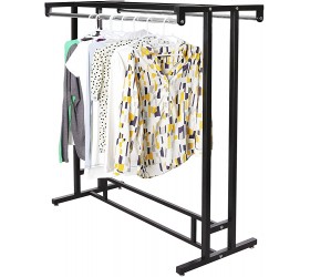 MyGift Stainless Steel Double Rod Hangrail Department Store Style Clothes Garment Floor Display Rack - BIXTU4CW6