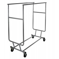 Only Garment Racks Commercial Grade Double Rail Rolling Clothing Rack Heavy Duty Designed with Solid"One Piece" Top Rails and Base. Heavy Gauge Steel Construction Rack Weighs 39 Lbs. - B7GAZB629