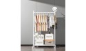Portable Clothing Hanging Garment Rack Folding Clothes Rack Rolling Garment Rack Rolling Clothes Organizer with Wheels and Bottom Shelves for Laundry Bedroom BathroomUpgraded - BCUIZQTWT