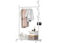 Portable Clothing Hanging Garment Rack Folding Clothes Rack Rolling Garment Rack Rolling Clothes Organizer with Wheels and Bottom Shelves for Laundry Bedroom BathroomUpgraded - BCUIZQTWT