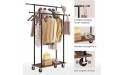 Rolanstar Heavy Duty Clothes Rack with Shelf Double Rod Garment Rack Clothing Rack on Wheels Metal Clothing Rack for Living Room Entryway Bedroom - BC7UELUY2