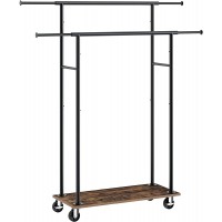 Rolanstar Heavy Duty Clothes Rack with Shelf Double Rod Garment Rack Clothing Rack on Wheels Metal Clothing Rack for Living Room Entryway Bedroom - BC7UELUY2