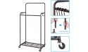Simple Trending Double Rod Clothes Garment Rack Heavy Duty Clothing Rolling Rack on Wheels for Hanging Clothes,with 4 Hooks Bronze - BBJDLAXVJ