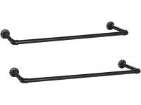 SONGMICS Wall-Mounted Clothes Rack Set of 2 Industrial Pipe Clothes Hanging Bar Space-Saving 36.2 x 11.8 x 2.9 Inches Each Holds up to 110 lb Easy Assembly for Small Space Black UHSR67BK02 - BY31JOCDT
