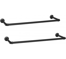 SONGMICS Wall-Mounted Clothes Rack Set of 2 Industrial Pipe Clothes Hanging Bar Space-Saving 36.2 x 11.8 x 2.9 Inches Each Holds up to 110 lb Easy Assembly for Small Space Black UHSR67BK02 - BY31JOCDT