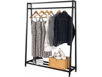 SSS Furniture Clothing Garment Rack with Shelves Metal Cloth Hanger Rack Stand Clothes Drying Rack for Hanging Clothes Easy Assemble Clothing Rack for Bedroom or BoutiquesBlack - B8YUL9OHF