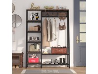 Tribesigns Entryway Hall Trees with Hooks and Shoes Bench Coat Rack Freestanding Closet Organizer  Clothes Garments Storasge Shelf for Hallway Bedroom - BM4UW8CJJ