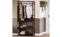 VIAGDO Bamboo Garment Rack Clothing Rack with 4 Tier Storage Shelves Wooden Garment Rack Clothes Hanging Rack Cloest Organizer for Bedroom Entryway Hanging Clothes,Brown - BU39UCRB9