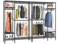 VIPEK V2S Garment Rack Set of 2 Heavy Duty Clothes Racks with 3 Hanging Rods 4 Tiers Wire Shelving Clothing Rack Freestanding Closet Metal Wardrobe Closet Rack Max Load 616LBS Set Black - BY9XXVKY4