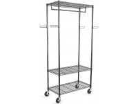 WDT Rolling Garment Rack with Wheels Large Heavy Duty Clothing Rack with 3 Tier Shelves Adjustable Metal Garment Closet Organizer Rack for Hanging Clothes 35"L x 18"W x 74.4"H - BADMYL3GH