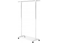 Whitmor Deluxe Adjustable Garment Rack Rolling Clothes Organizer White and Chrome - B4UACLPC7