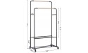 YOUDENOVA Clothing Rack for Hanging Clothes Rolling Clothes Rack on Wheels Double Rods Garment Rack Black - BNIN03204