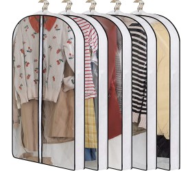 40 Garment Bags Wutrye Suit Bag with 4 Gussetes for Closet Storage Hanging Clothes Cover 5 Pcs Cover for Coat Jacket Sweater - BPYCLSUE4